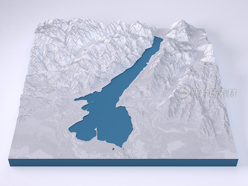 Lago Di Garda 3D模型地形图白色正面